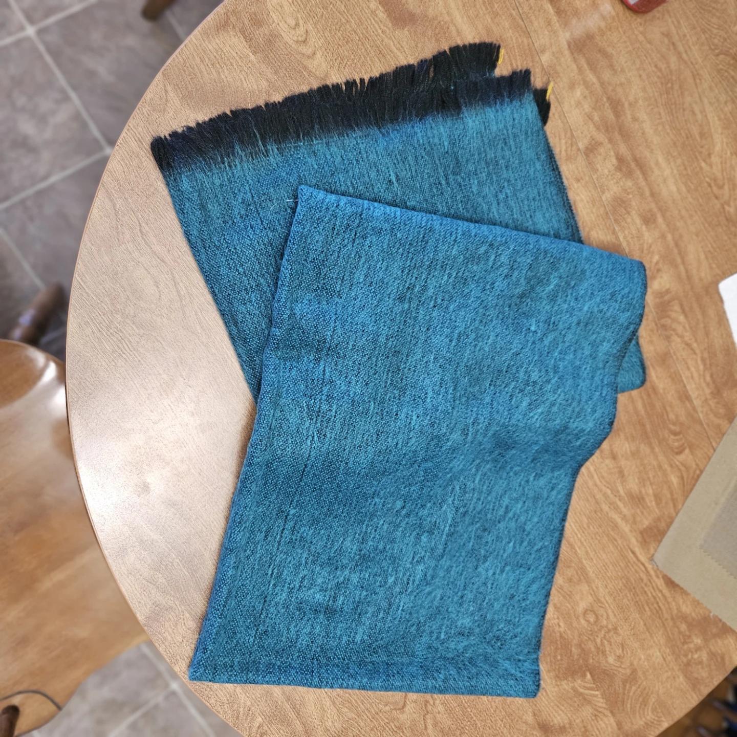 Teal and Black Fringed Scarf