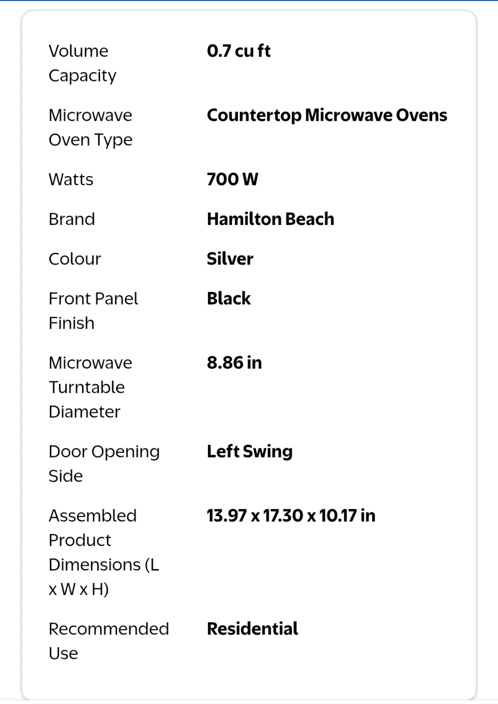 Hamilton Beach 0.7 cu ft  Microwave - Silver - photo 5