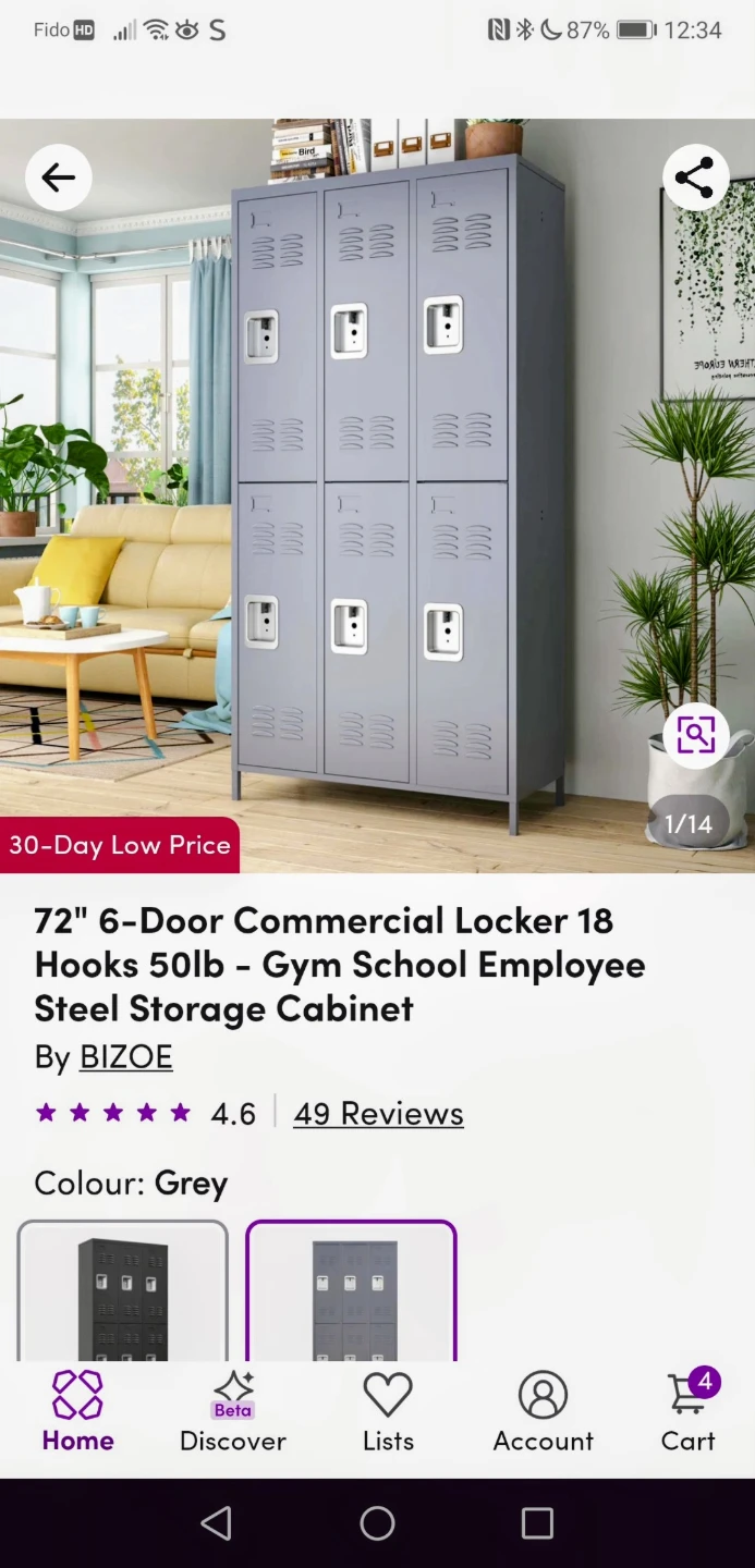 72" 6-Door Commercial Locker - Grey - photo 2