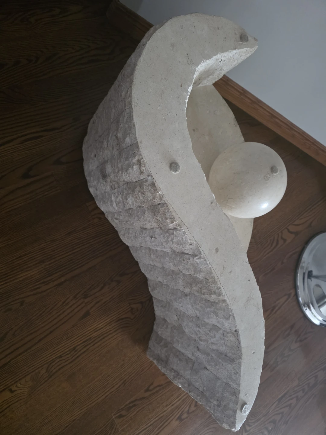 Sculptural Stone Table Accent with Sphere - photo 2