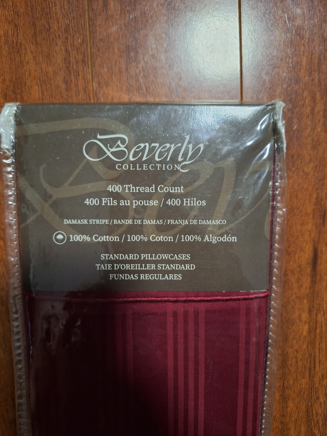 Beverly Collection Standard Pillowcases - Burgundy Damask Stripe - photo 2