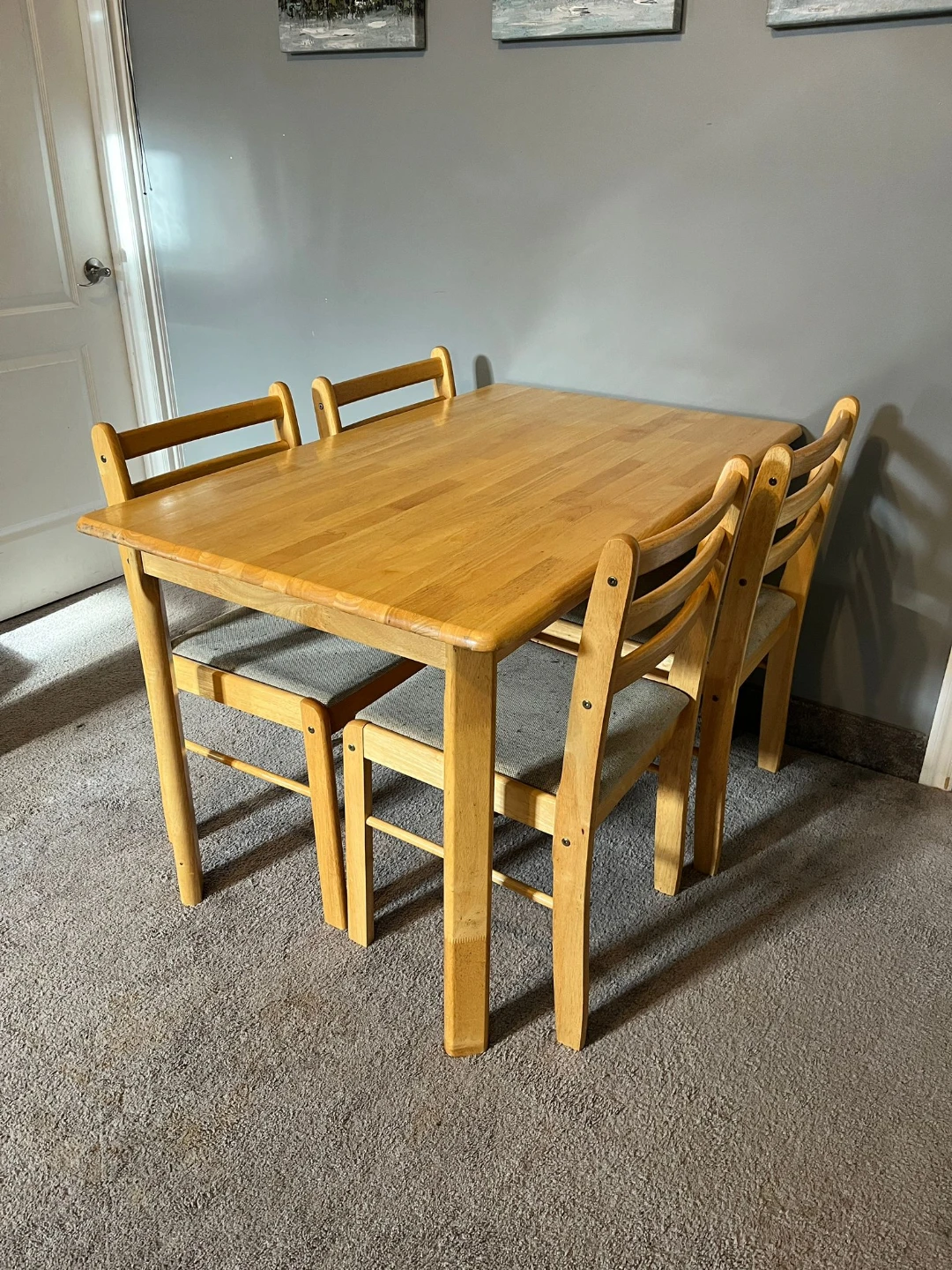 Light Wood Dining Table with 4 Chairs