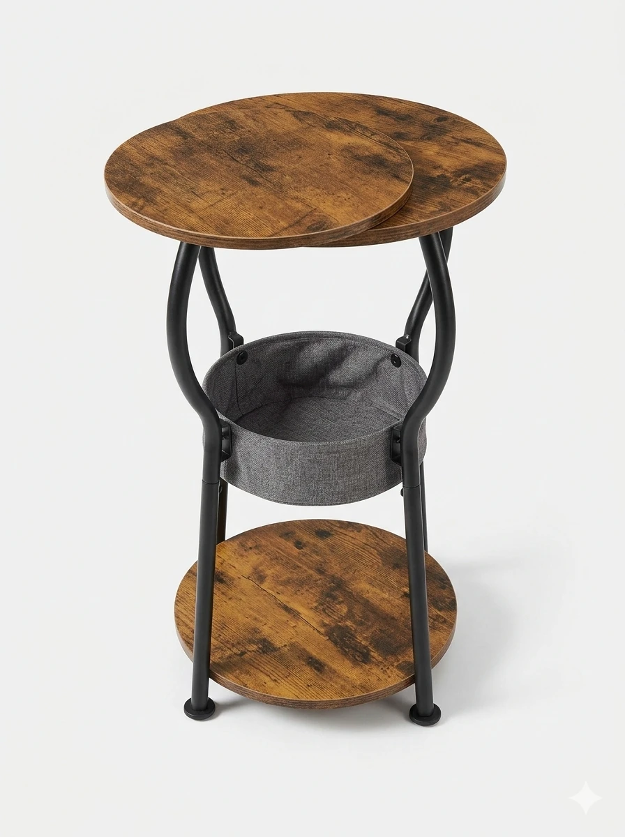 End Table with Fabric Basket