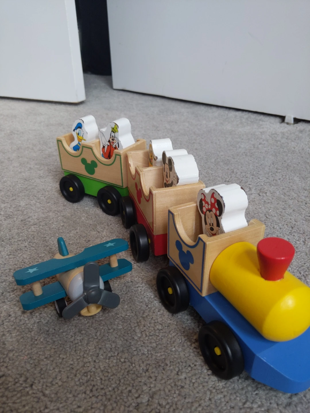 Disney Wooden Pull Toy Train with Wooden Airplane