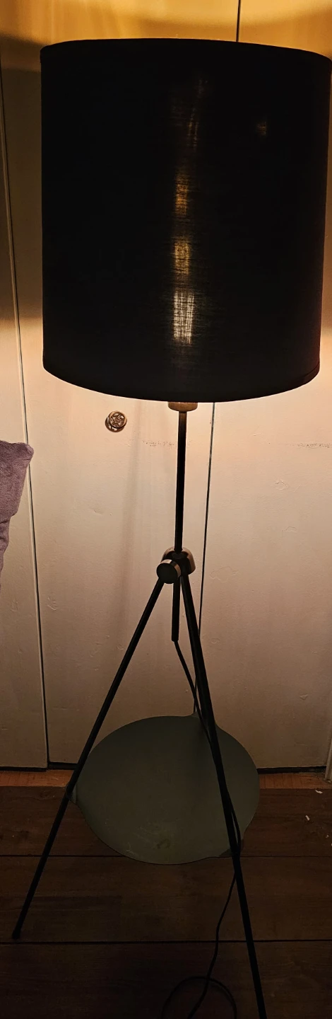 Black Tripod Floor Lamp with Gold Interior Shade - photo 3