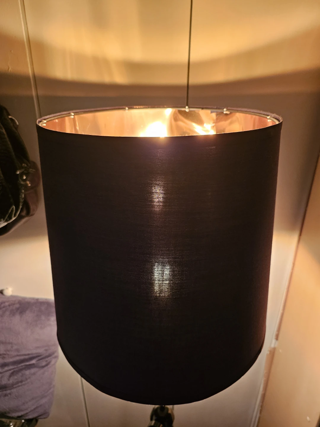 Black Tripod Floor Lamp with Gold Interior Shade - photo 4
