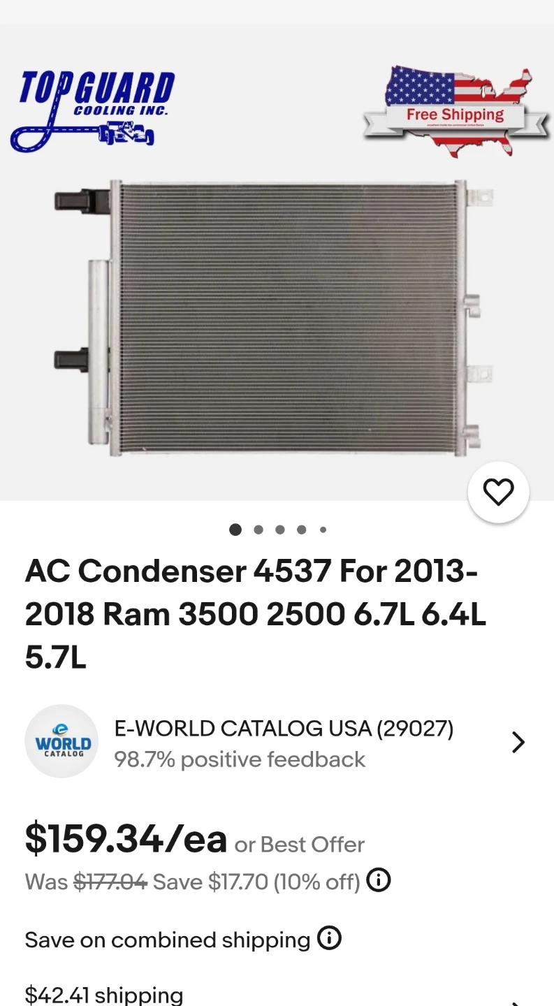 AC Condenser 4537 For 2013-2018 Ram 3500 2500 6.7L 6.4L 5.7L - photo 5