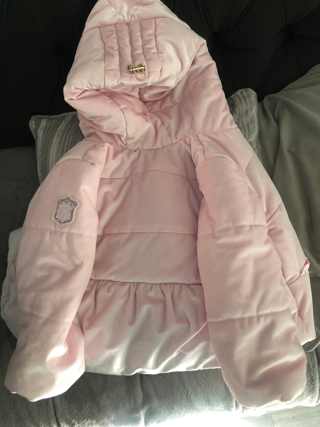 MONNALISA Pink Velvet Puffer Jacket - photo 2