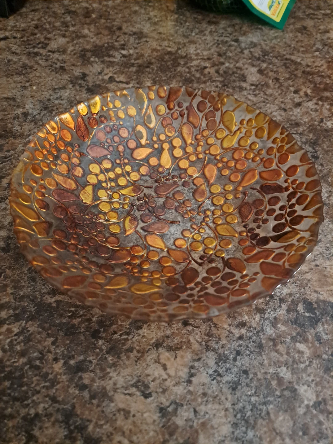 Decorative Glass Bowl with Embossed Pattern