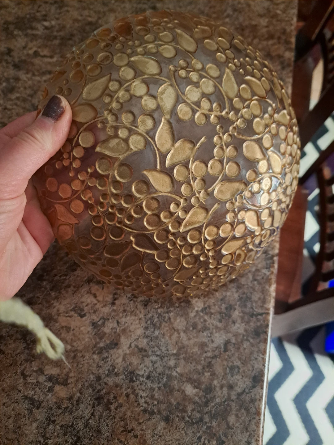 Decorative Glass Bowl with Embossed Pattern - photo 2