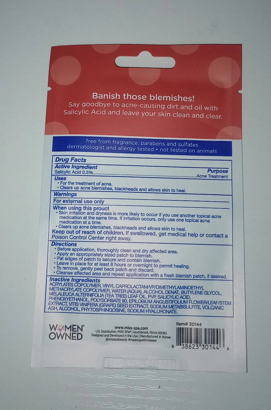 Miss Spa Clear Blemish Patches with Salicylic Acid - 2 Strips
