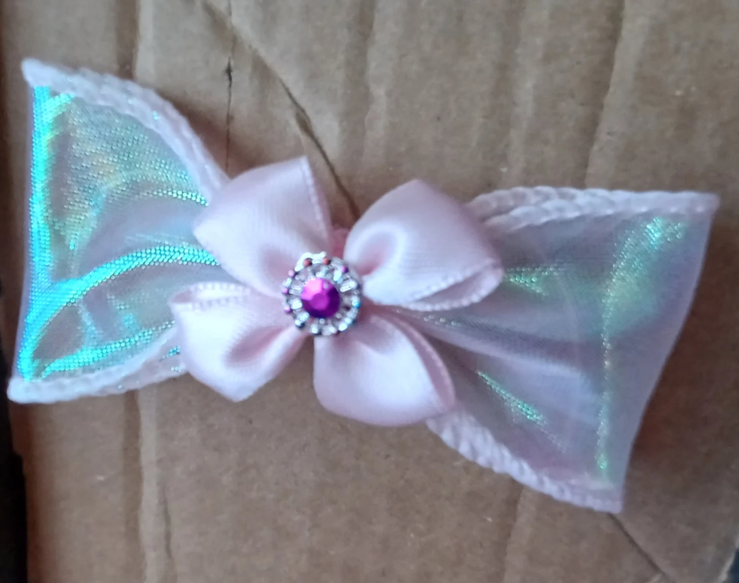 Pink Bow Hair Ties with Gems (Set of 2) - photo 2