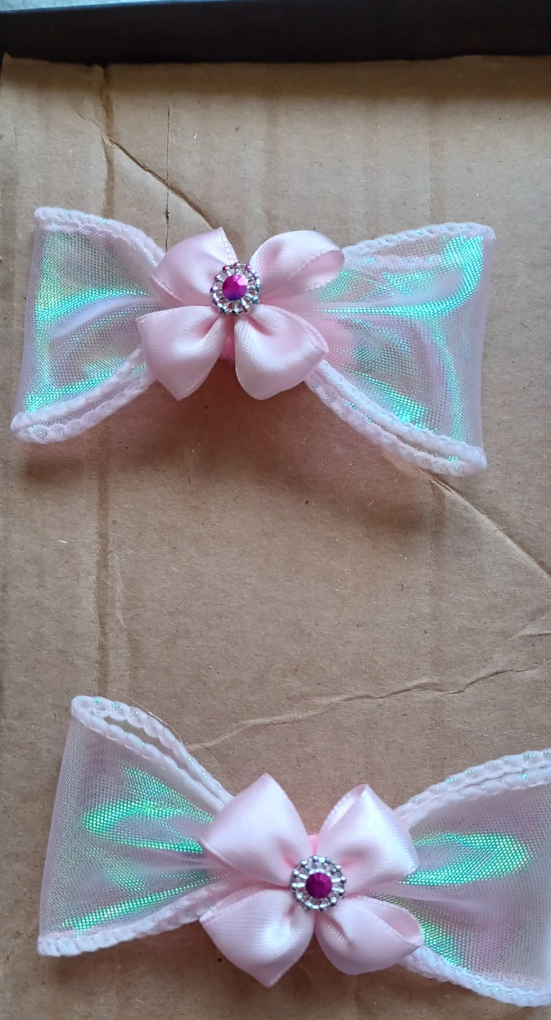 Pink Bow Hair Ties with Gems (Set of 2) - photo 4