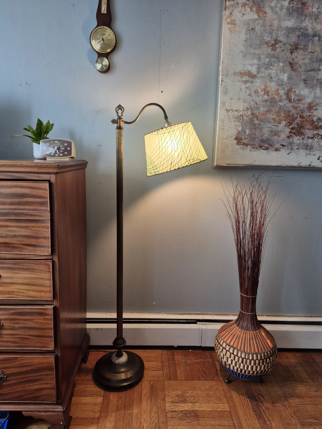 Vintage Brass Gooseneck Floor Lamp - photo 2