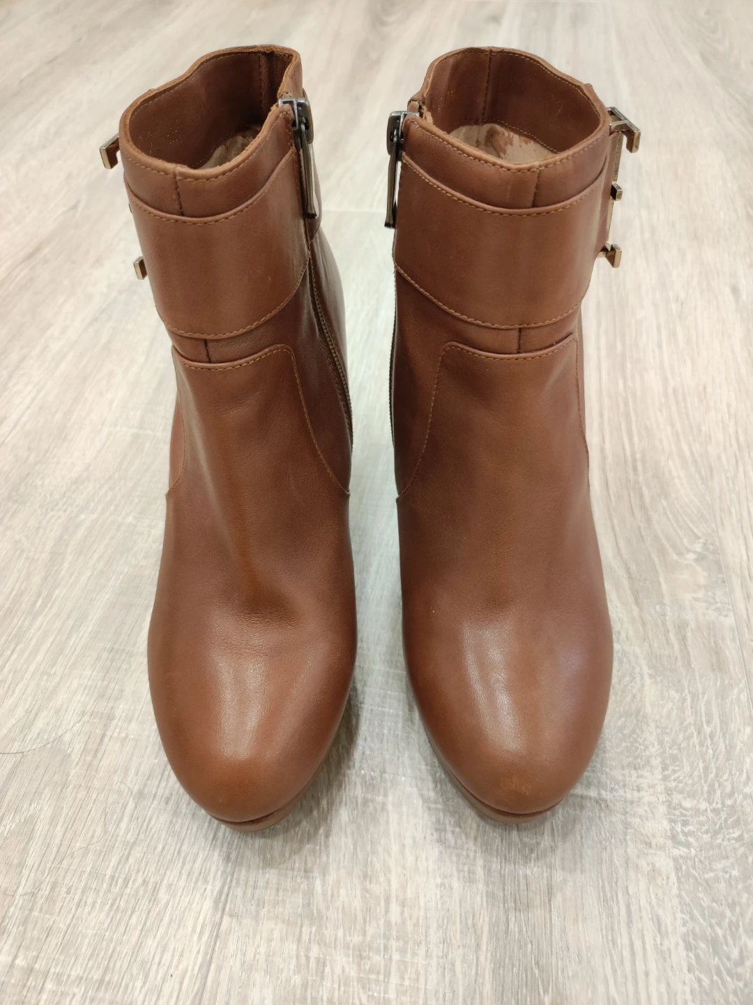 Brown Leather Heeled Ankle Boots