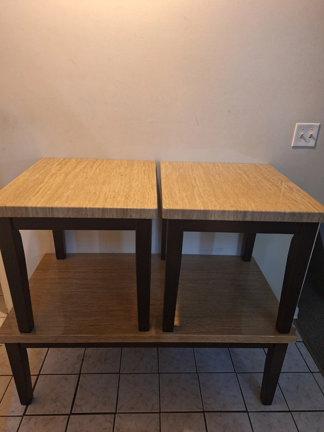Set of 2 End Tables and coffee table