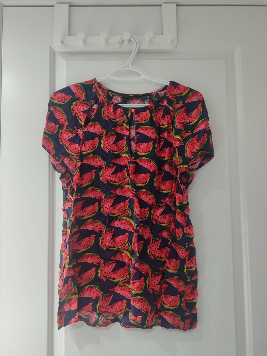 Women's Watermelon Print Short Sleeve Blouse