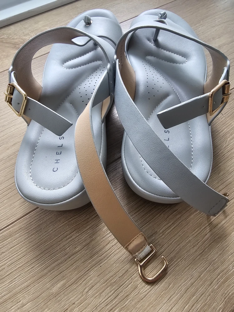 CHELSEA Light Grey Faux Leather Women's Sandals - photo 5