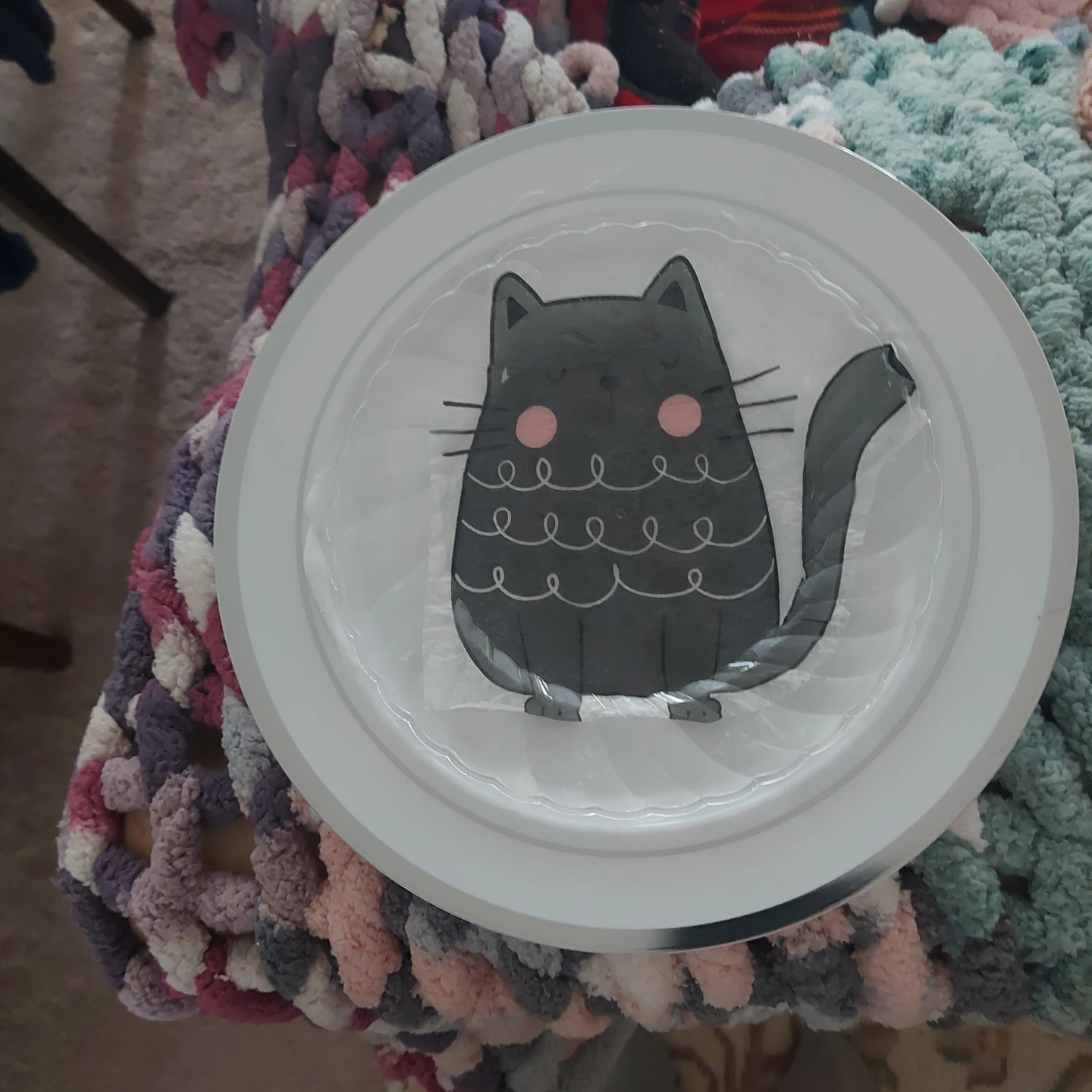 Cute Black Cat Plate