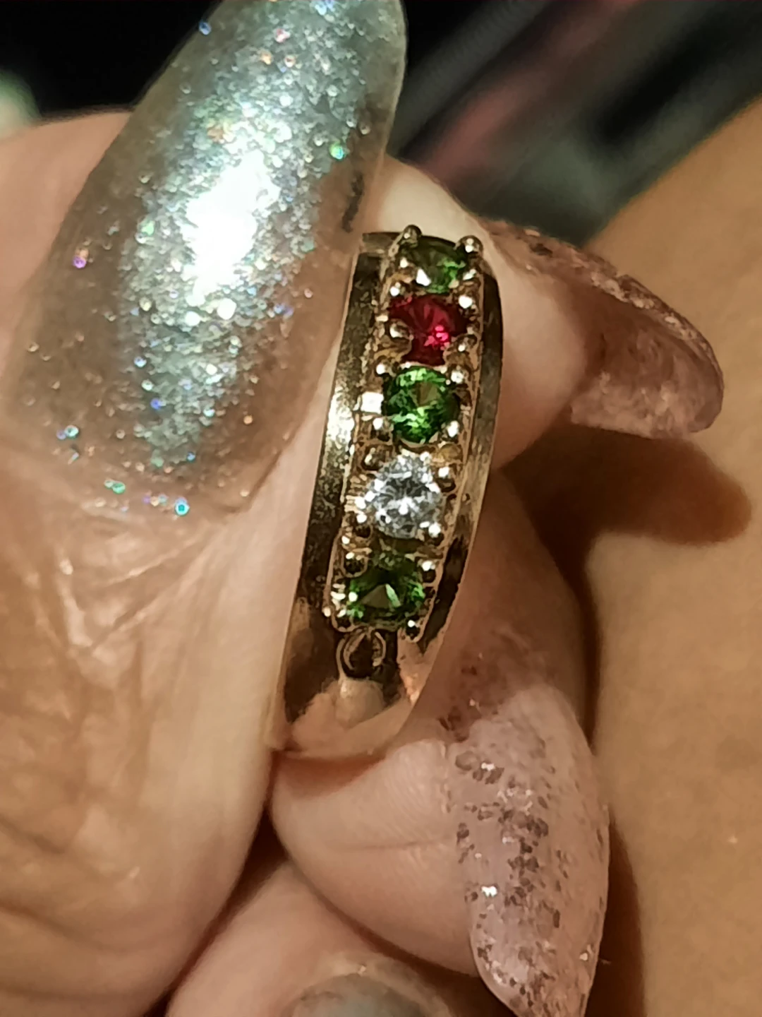 GENUINE SOLID 10K YELLOW GOLD MULTI GEMSTONES RING BAND 9 - photo 2