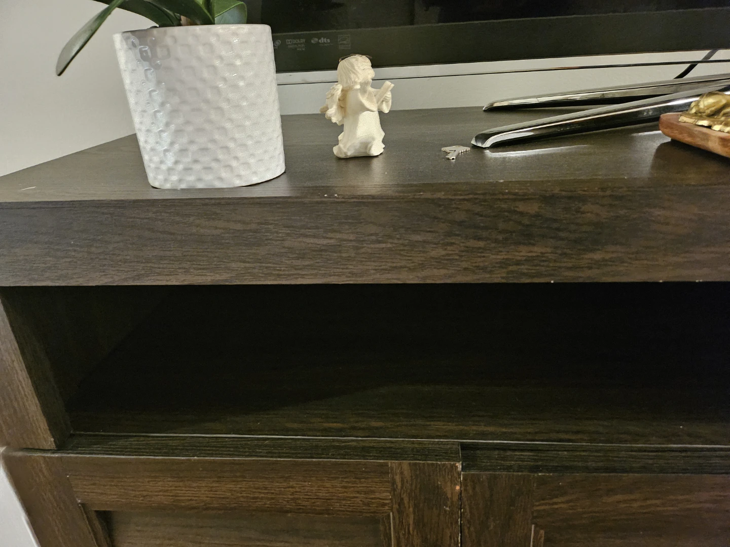 Dark Wood TV Stand with Cabinets - photo 3
