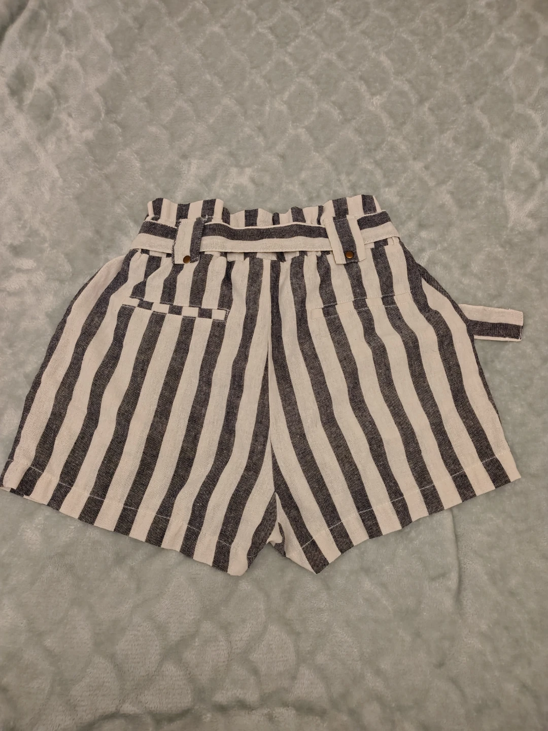 Striped Paperbag Waist Shorts - photo 2