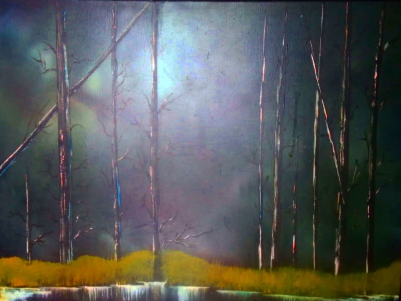 Misty Forest Landscape Painting