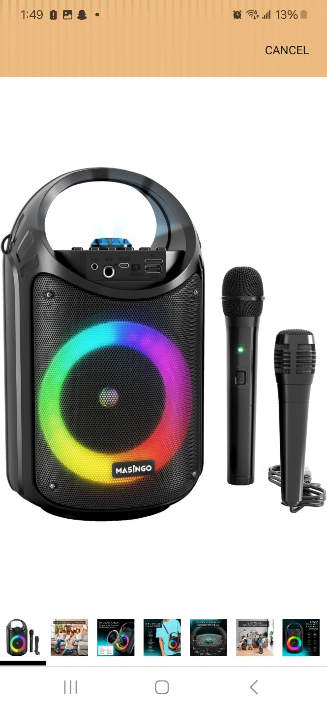 Masingo Portable Bluetooth Karaoke Machine with Microphones