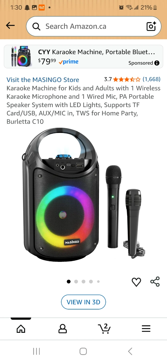 Masingo Portable Bluetooth Karaoke Machine with Microphones - photo 2