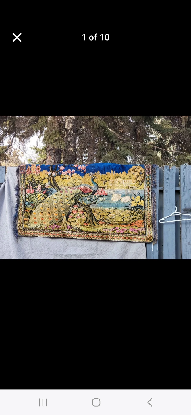 Vintage Peacock Tapestry Wall Hanging