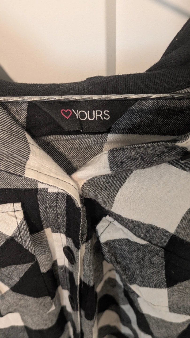 Yours Black and White Plaid Hooded Shirt - photo 2