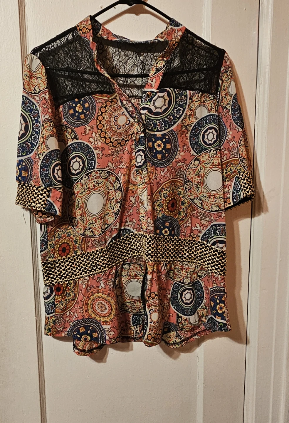 Women's partial sheer blouse