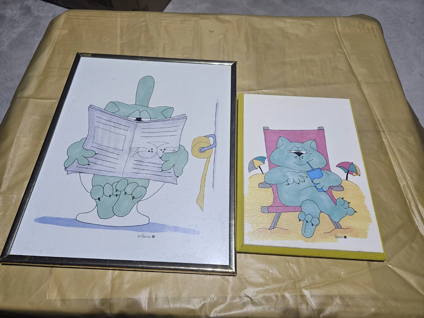 Set of 2 Framed Cat Art Prints