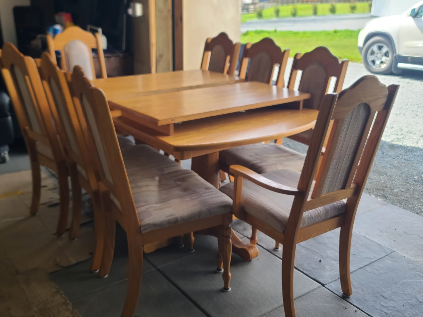 Wooden Pedestal Dining Table with 8 Chairs - photo 2