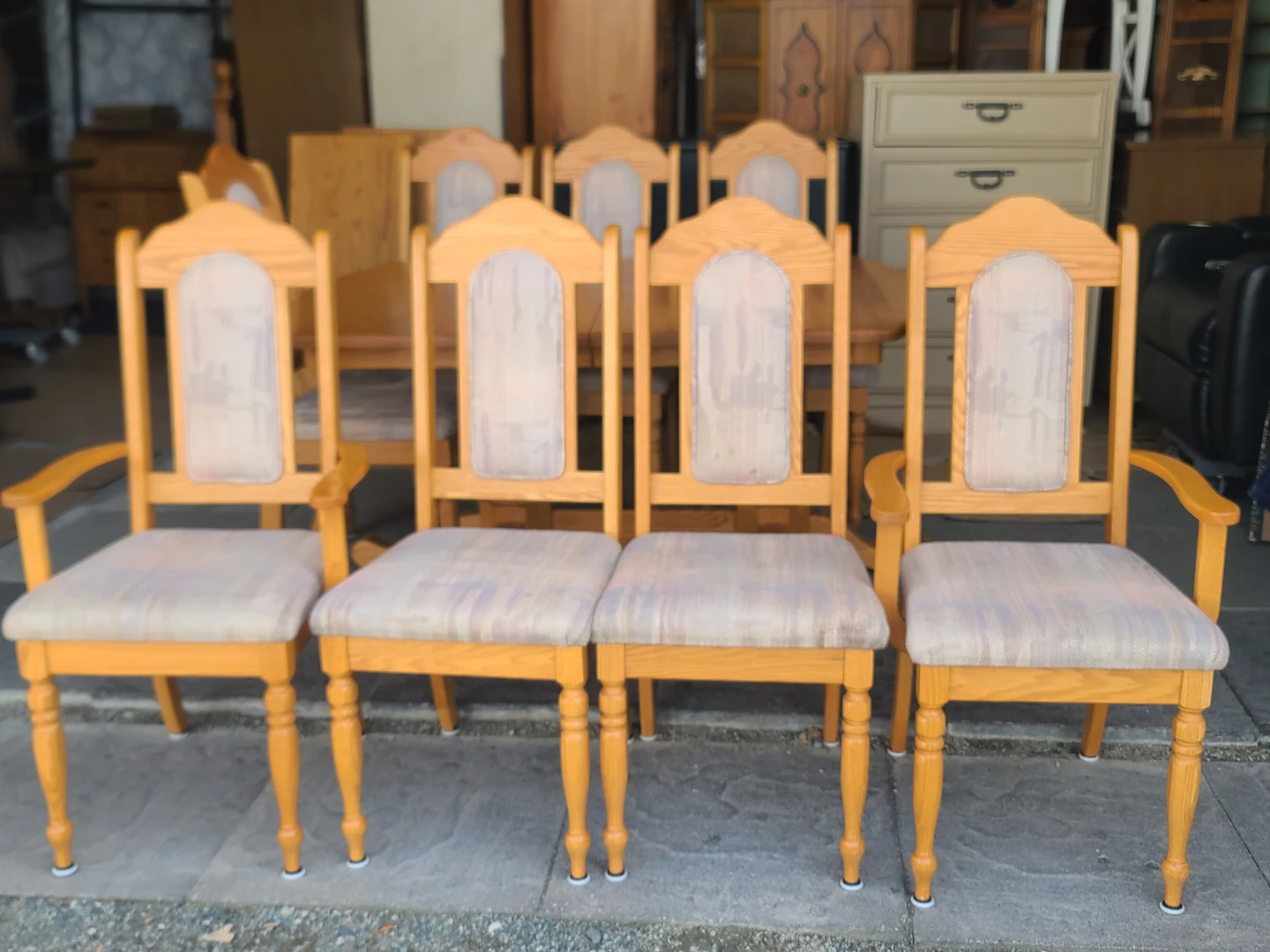 Wooden Pedestal Dining Table with 8 Chairs - photo 3
