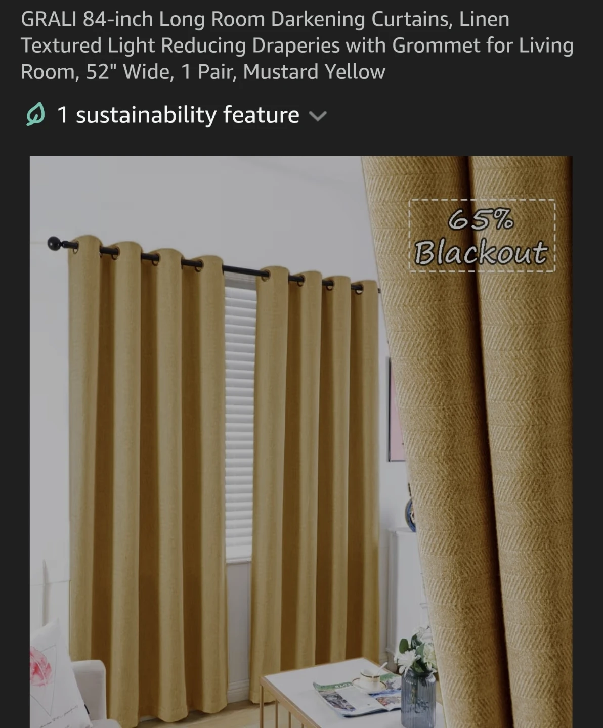 52" W x 84" L Curtains (2 Panels) - Mustard Yellow
