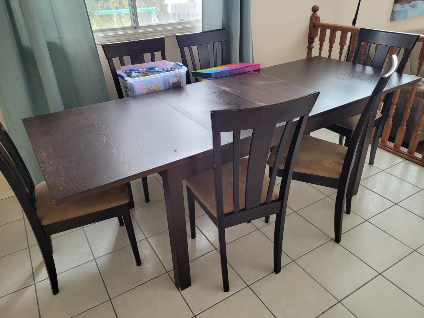 Dark Wood Dining Table Set with 6 Chairs - photo 4