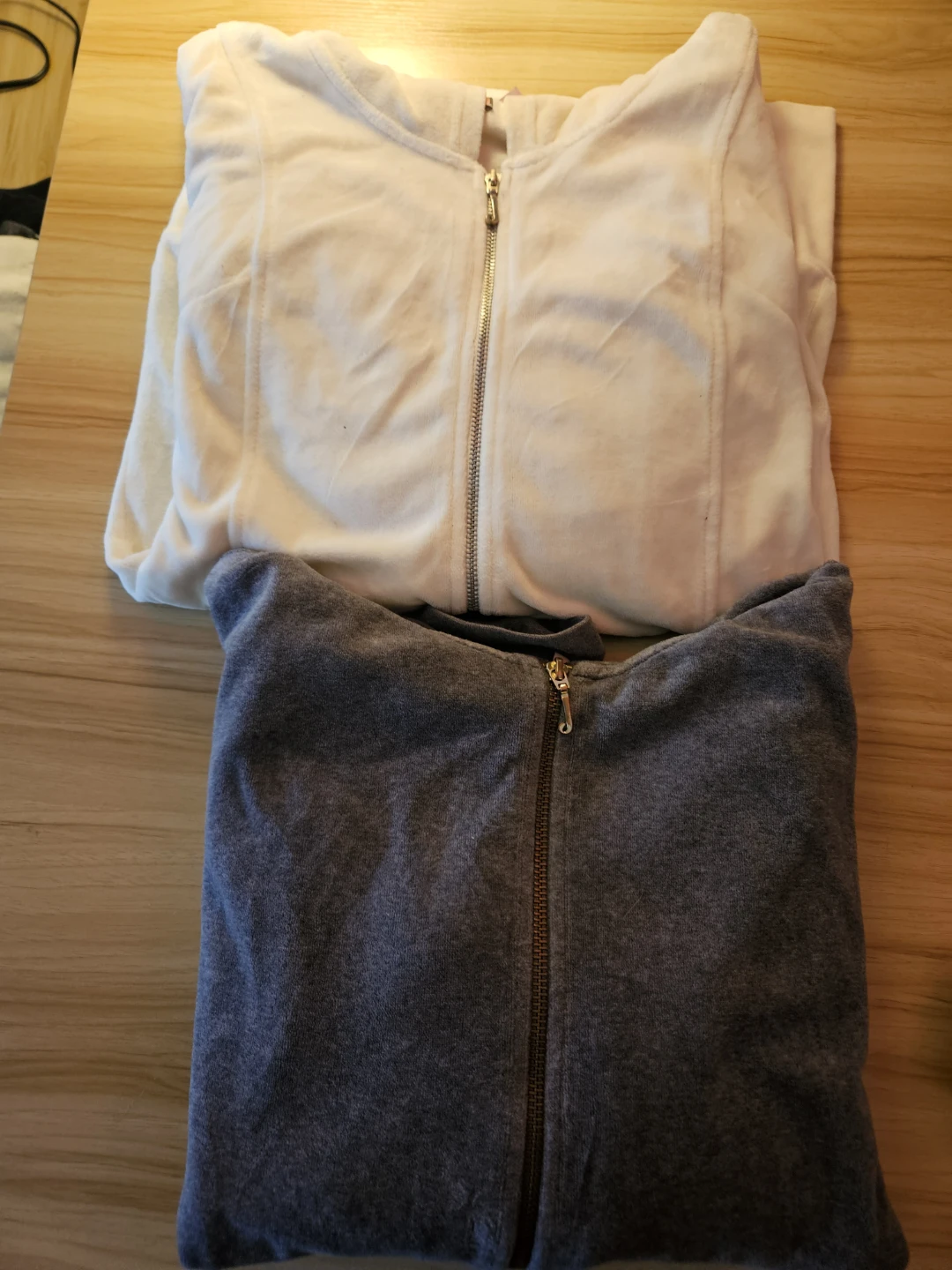 Juicy Couture Velour Zip- Up Hoodies (2) - Cream & Grey