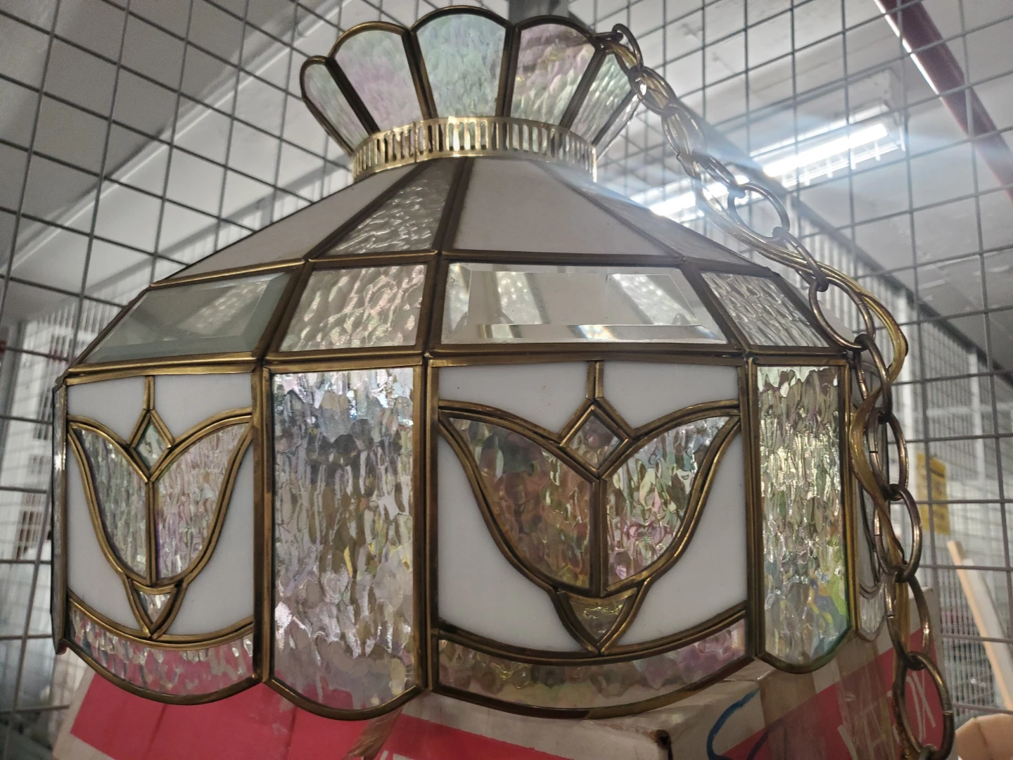 Stained Glass Hanging Lamp with Chain
