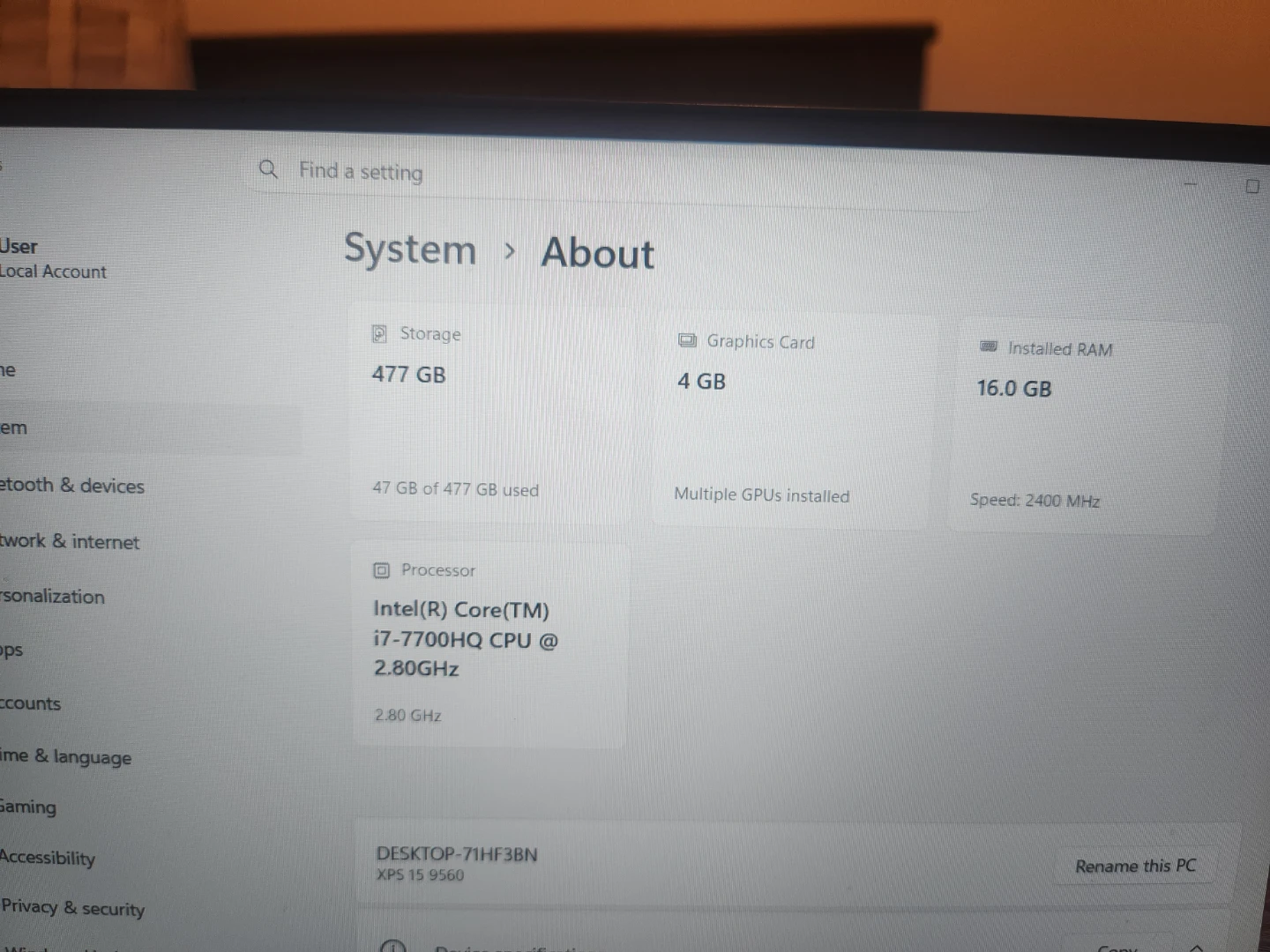 Dell XPS 15 9560 – i7 / 16GB RAM / 512GB SSD URGENT SALE