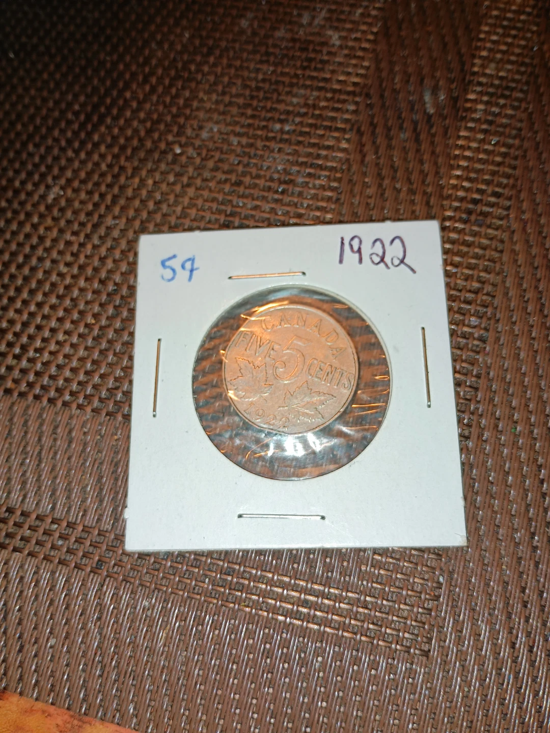 1922 Canada Five Cents Coin