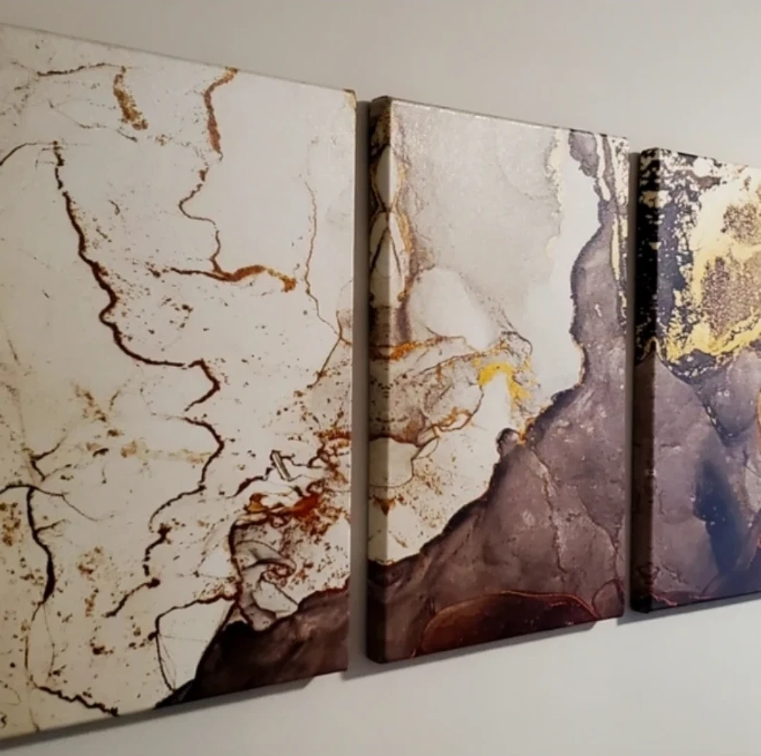Set of 3 Beautiful FRAMED Marble Canvas Wall Art - photo 3