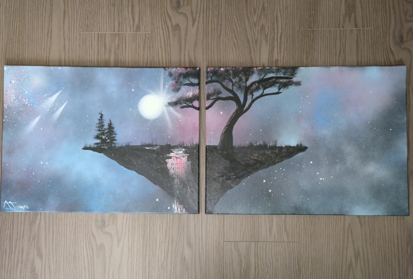 Diptyque Canvas Wall Art - Floating Island Nebula
