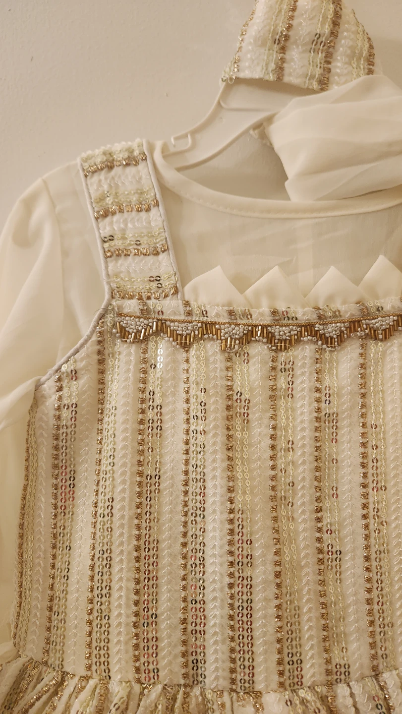 Girls White Sequin Salwar Kameez - photo 3