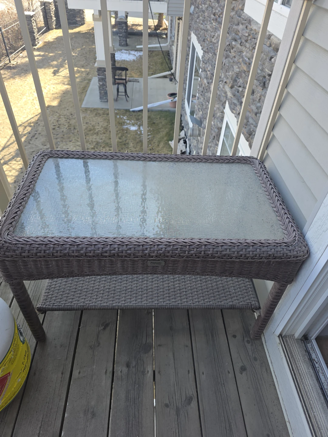 4 Piece Wicker Patio Set with Glass Table & Umbrella