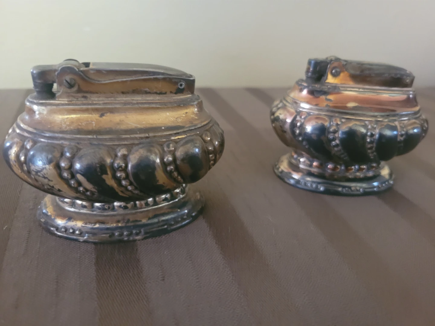 2 Vintage Ronson Petrol Silver Plate Table  Lighter - photo 2