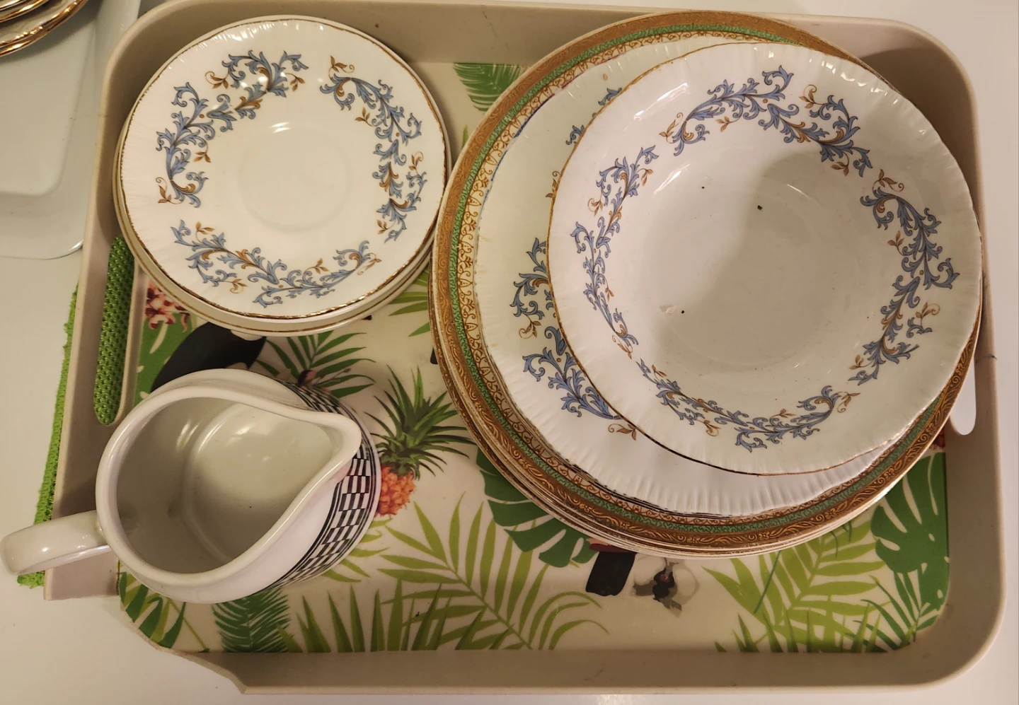 Vintage China Plate Set with Creamer