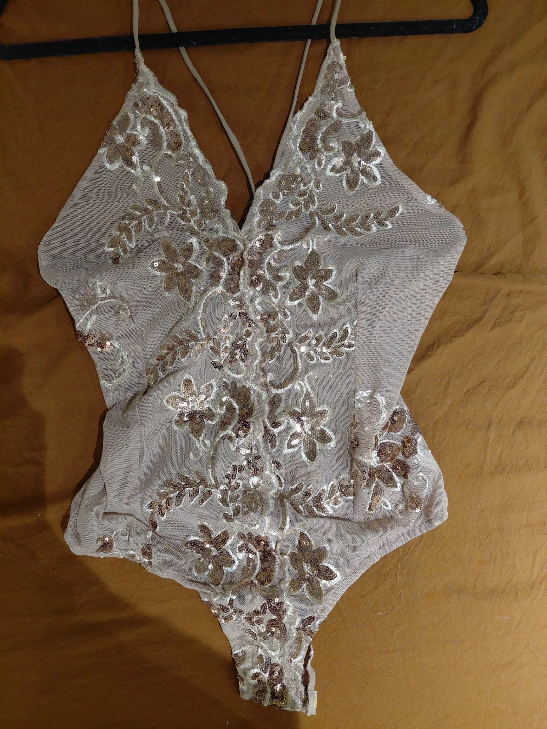Sparkly Floral Embellished Bodysuit