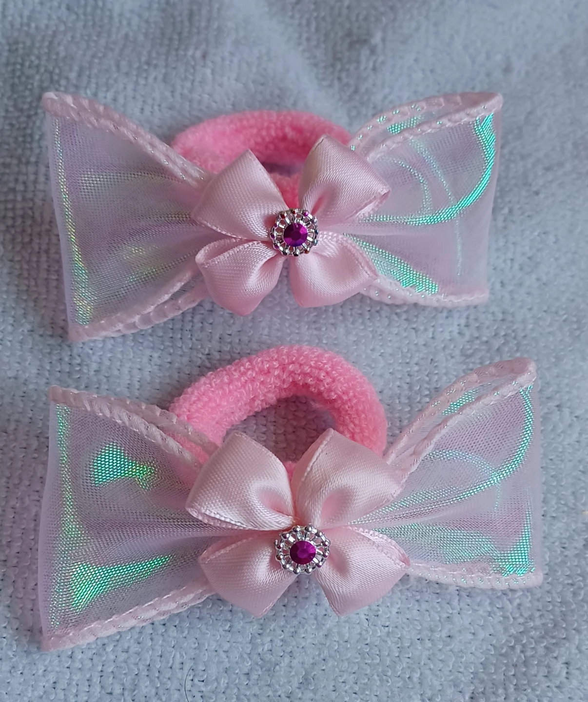 Pink Bow Hair Ties with Gems (Set of 2) - photo 5