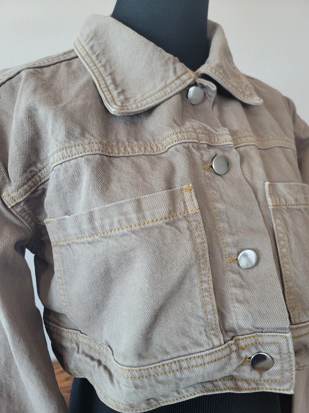 Pretty Little Thing Cropped Utility Denim Jacket Sz 0 Cotton - photo 4